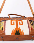 American Darling Tote Bag Western Leather Hand Tooled Floral Carved Hand Woven Saddle Blanket Genuine Leather 12x16