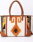 American Darling Tote Bag Western Leather Hand Tooled Floral Carved Hand Woven Saddle Blanket Genuine Leather 12x16