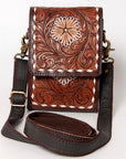 OHLAY KBA127 Cell Phone Holder 100% cotton Denim Genuine Leather women bag western handbag purse