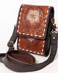 OHLAY KBA127 Cell Phone Holder 100% cotton Denim Genuine Leather women bag western handbag purse