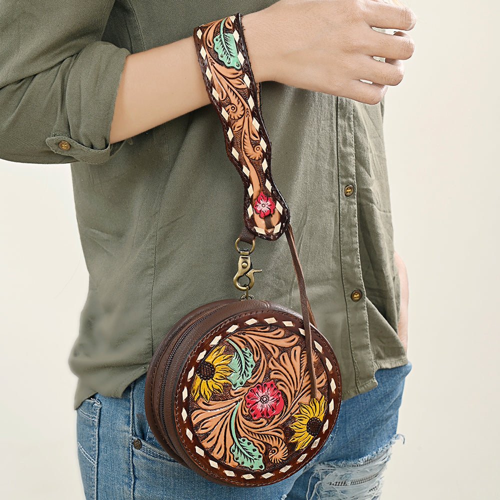 American Darling Canteen Hand Tooled Genuine Leather Women Bag Western Handbag Purse