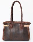 American Darling Tote Bag Western Genuine Leather Handcrafted Purse with Fringes and Turquoise Stone and Braided Handles