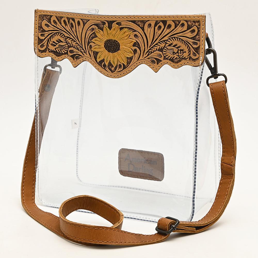 American Darling ADBGZ725 Clear Bag Hand Tooled Genuine Leather Women Bag Western Handbag Purse