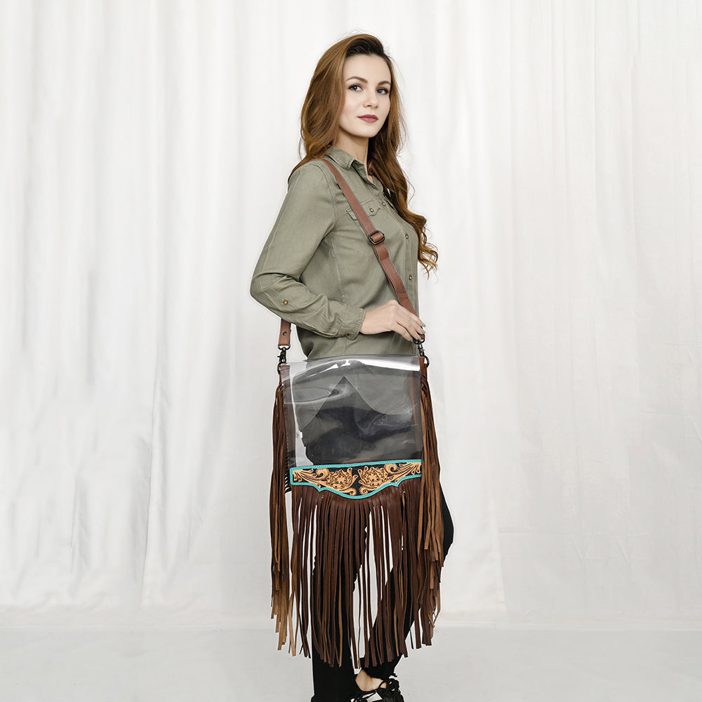 American Darling ADBGZ727 Clear Bag Hand Tooled Genuine Leather Women Bag Western Handbag Purse