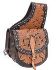 Hilason Floral  Western Horse Leather Saddle Bag Heavyduty Traditional Trail Ride