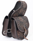 Hilason Floral  Western Horse Leather Saddle Bag Heavyduty Traditional Trail Ride