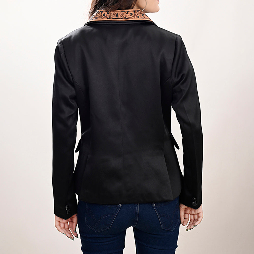 ADBZ707 Genuine leather Hand tooled hand carved Women Blazer dress jacket ladies Girl