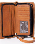 KBM101C Ohlay Western Genuine Leather Hand Tooled Women Organiser Bags