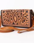 SKBM101F Ohlay Western Genuine Leather Hand Tooled Women Organiser Bags