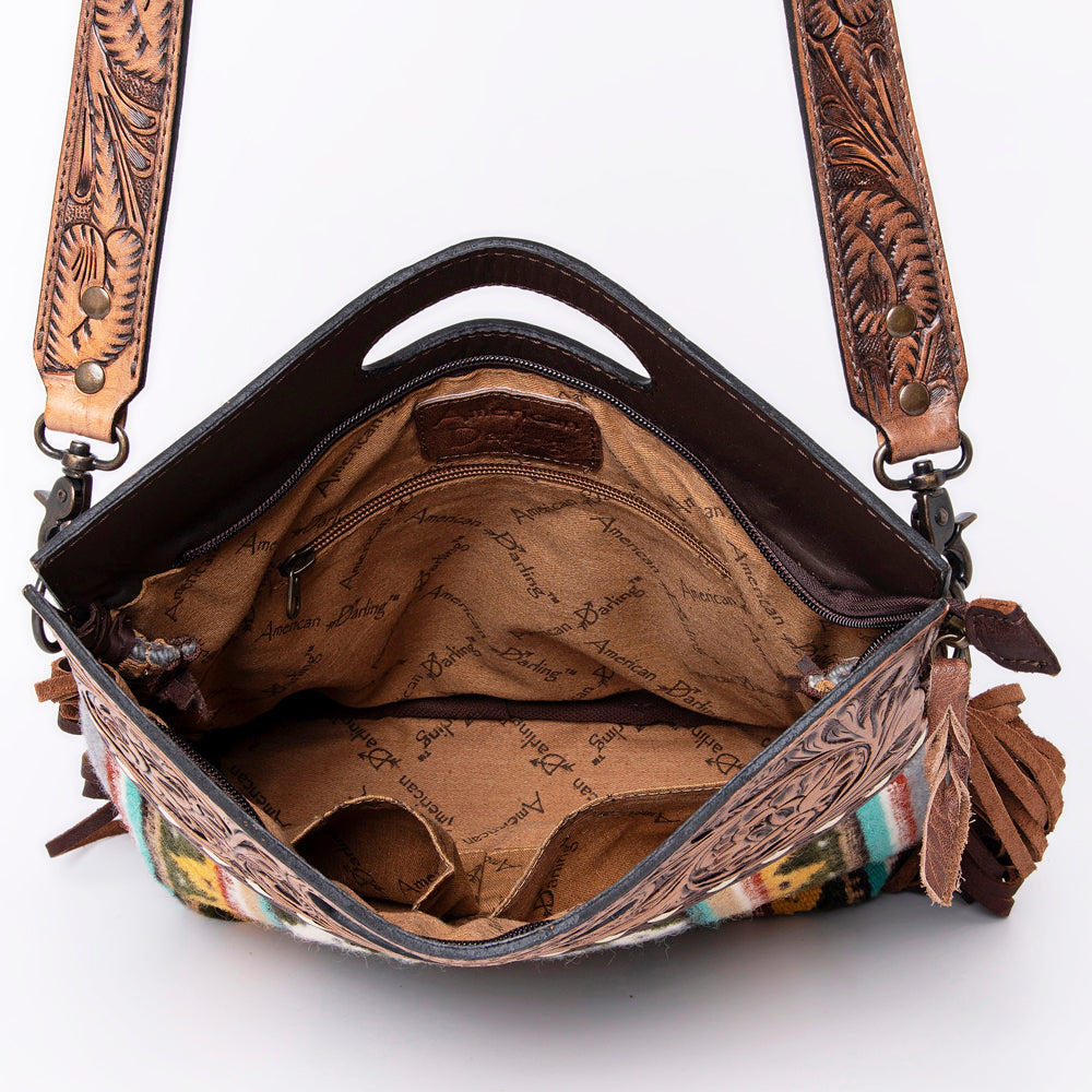 Hand Tooled Saddle Blanket Leather Western Clutch For Women