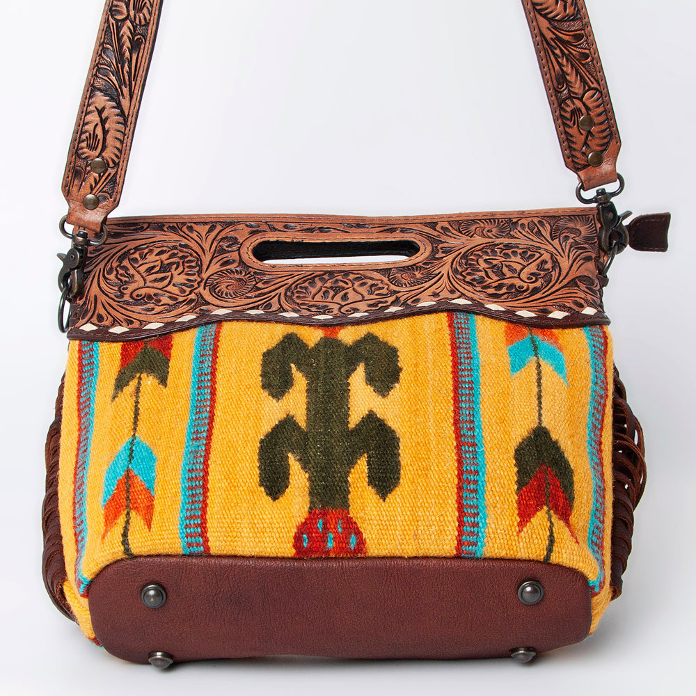 Hand Tooled Saddle Blanket Leather Western Clutch For Women