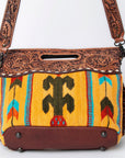 Hand Tooled Saddle Blanket Leather Western Clutch For Women