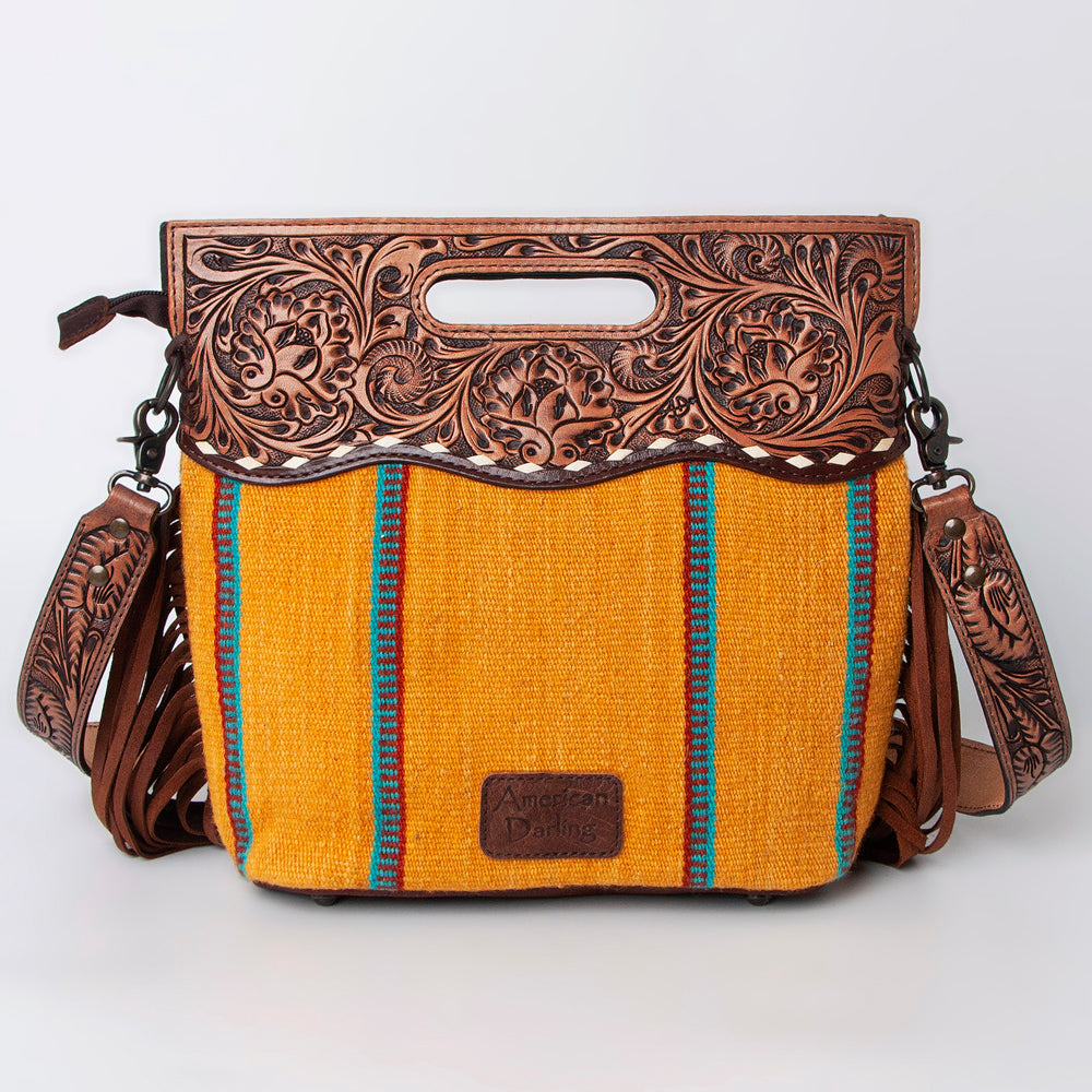 Hand Tooled Saddle Blanket Leather Western Clutch For Women
