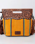 Hand Tooled Saddle Blanket Leather Western Clutch For Women
