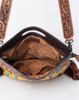 Hand Tooled Saddle Blanket Leather Western Clutch For Women