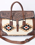 American Darling ADBG516 Duffel Hand Tooled Saddle Blanket Genuine Leather Women Bag Western Handbag Purse