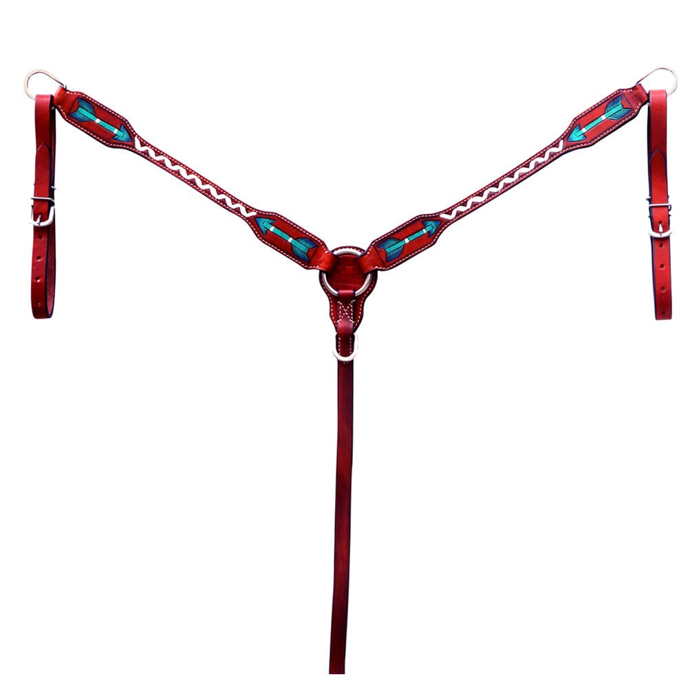 Bar H Equine Genuine Western American Leather Horse Premium Headstall &amp; Breast Collar Set