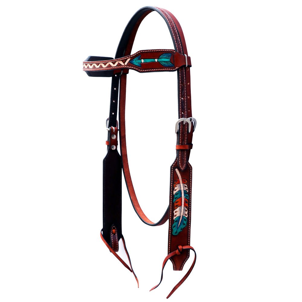 Bar H Equine Genuine Western American Leather Horse Premium Headstall &amp; Breast Collar Set