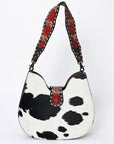 American Darling Hobo Hand Tooled Hair-On Genuine Leather women bag western handbag purse
