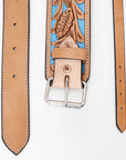 Comfytack Horse Western Floral Tooled Leather Rear Flank Saddle Cinch With Billets