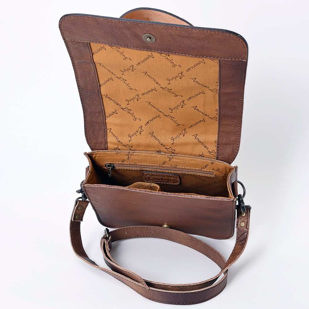 American Darling ADBG1083 Small Crossbody Hand Tooled Genuine Leather Women Bag Western Handbag Purse