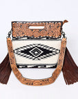 Hand Tooled Saddle Blanket Leather Western Clutch For Women