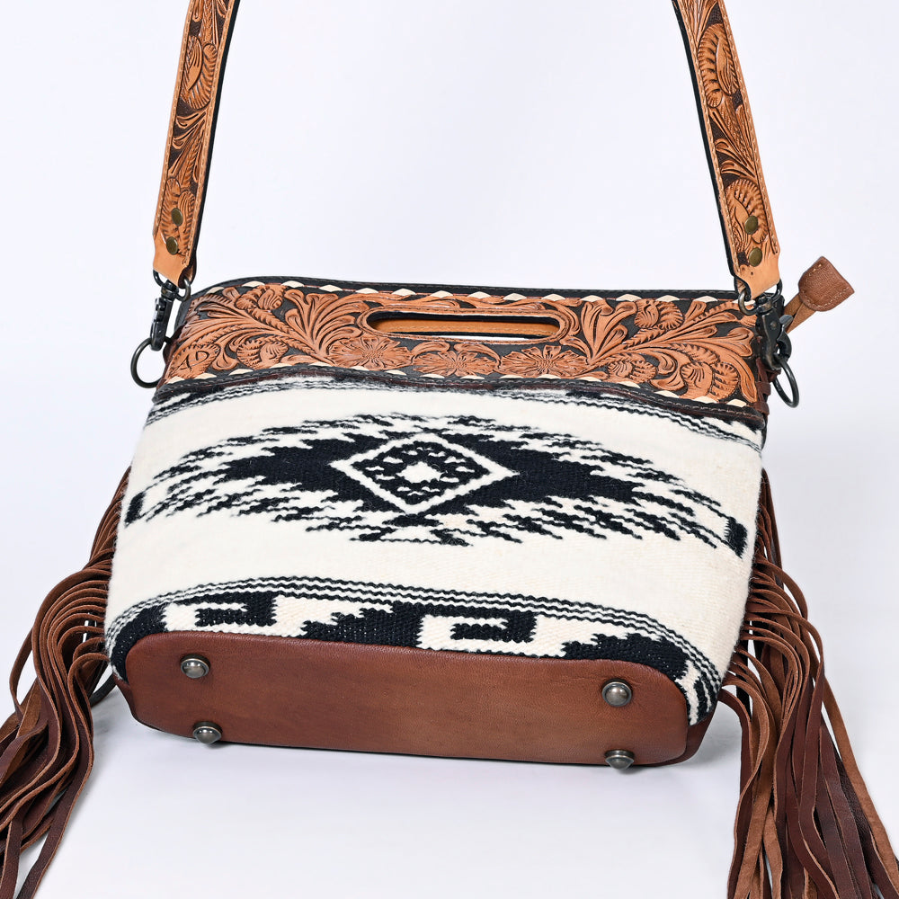 Hand Tooled Saddle Blanket Leather Western Clutch For Women