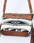 Hand Tooled Saddle Blanket Leather Western Clutch For Women