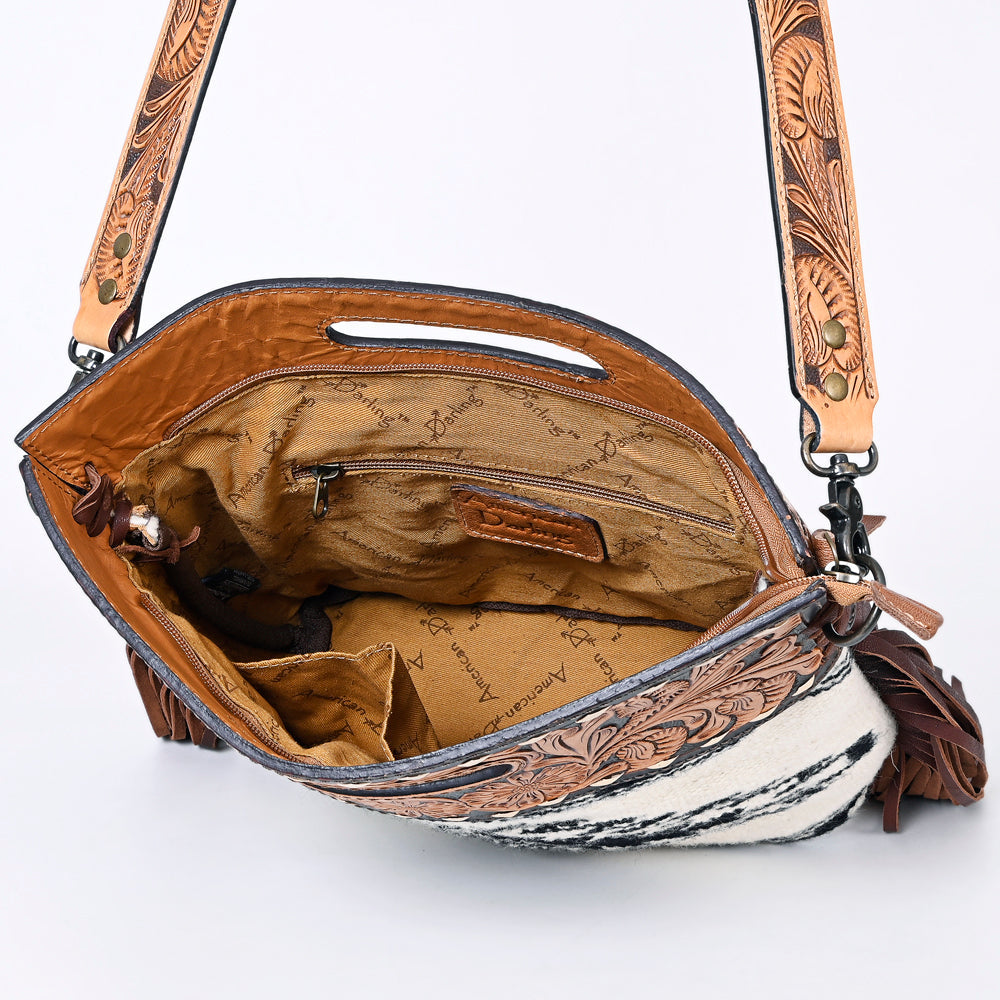 Hand Tooled Saddle Blanket Leather Western Clutch For Women