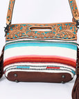 Hand Tooled Saddle Blanket Leather Western Clutch For Women