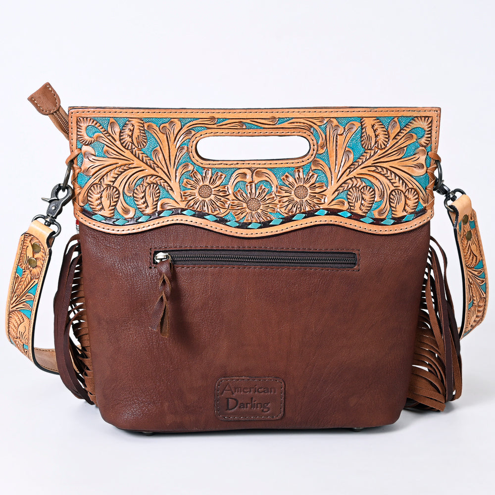 Hand Tooled Saddle Blanket Leather Western Clutch For Women