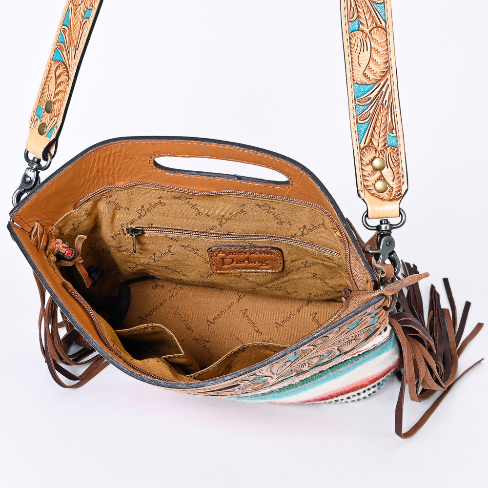 Hand Tooled Saddle Blanket Leather Western Clutch For Women