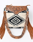 American Darling Messenger Hand Tooled Hair On Genuine Leather Western Women Bag Handbag Purse | Cute