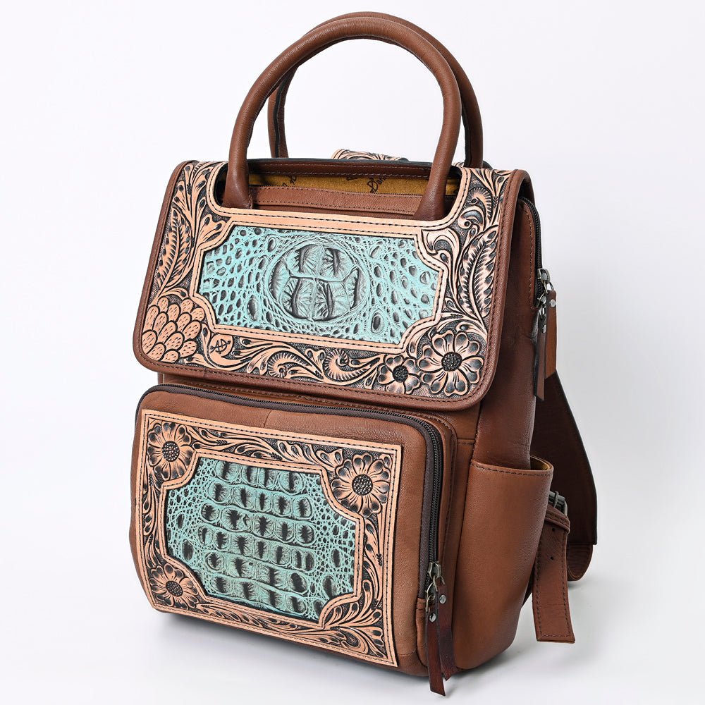 American Darling Backpack Hand Tooled Crocodile embossed Genuine Leather women bag western handbag purse