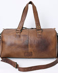 American Darling Hair-On Cowhide Western Leather Duffel Bag with Fringe, Genuine Leather Travel Bag, Weekend Carry Duffel