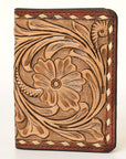 American Darling Hand-Tooled Leather Wallet purse, Genuine Leather Floral Carved Card Holder , Compact Western Card Case