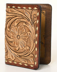 American Darling Hand-Tooled Leather Wallet purse, Genuine Leather Floral Carved Card Holder , Compact Western Card Case