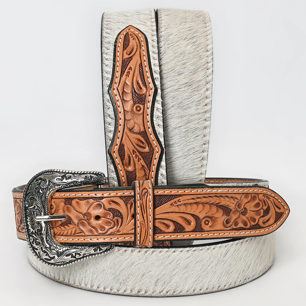 American Darling ADBLF203-L Beautifully Hand Tooled Hair-On Genuine American Leather Belt Men and  Women