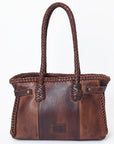 American Darling Tote Bag Western Genuine Leather Handcrafted Purse with Fringes and Turquoise Stone and Braided Handles