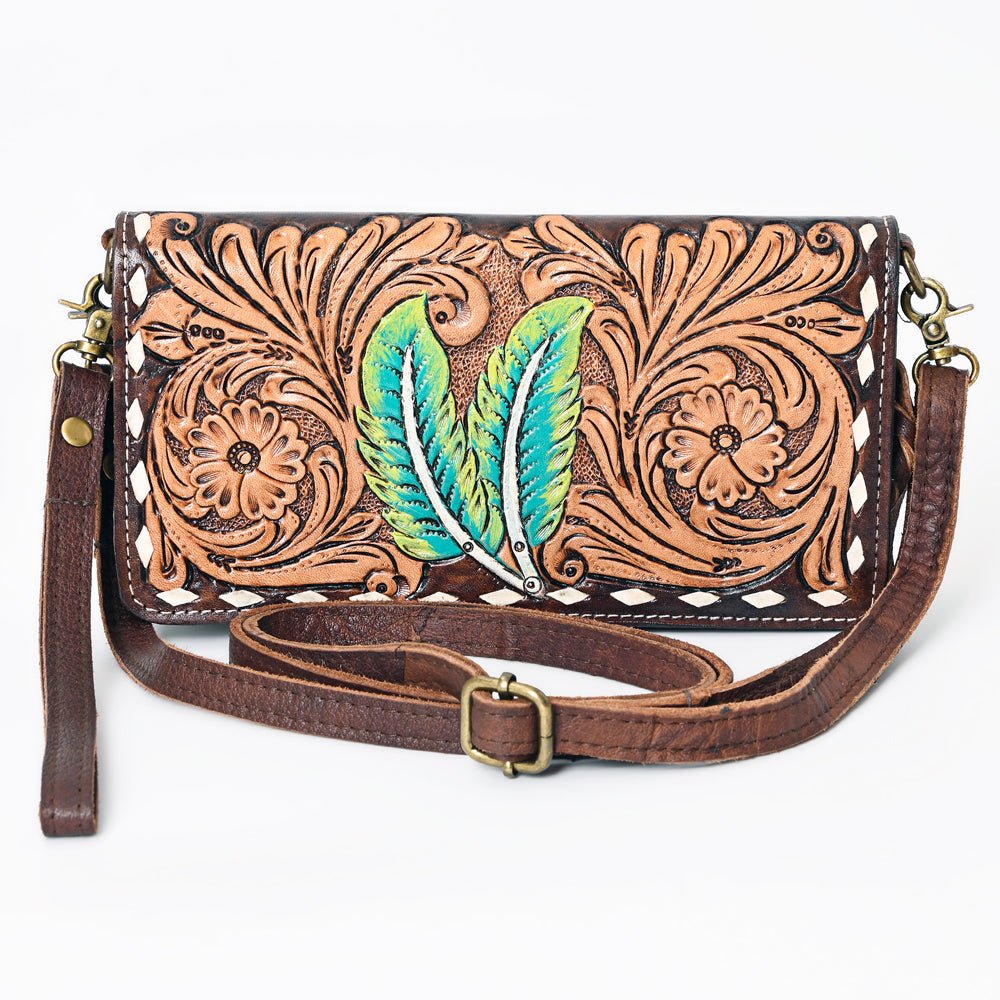 American Darling Organiser Hair-On Hand Tooled Genuine Leather Women Bag Western Handbag Purse