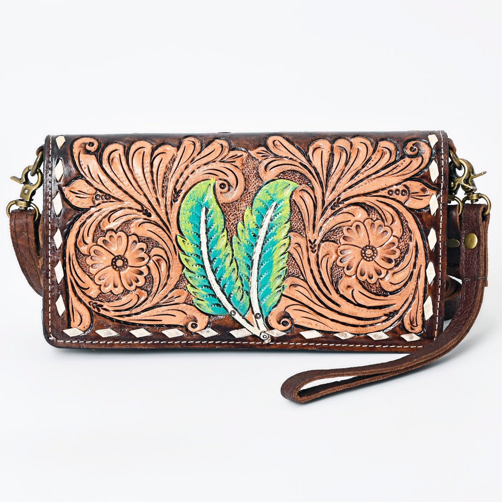 American Darling Organiser Hair-On Hand Tooled Genuine Leather Women Bag Western Handbag Purse
