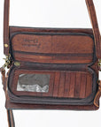 American Darling Organiser Hair-On Hand Tooled Genuine Leather Women Bag Western Handbag Purse