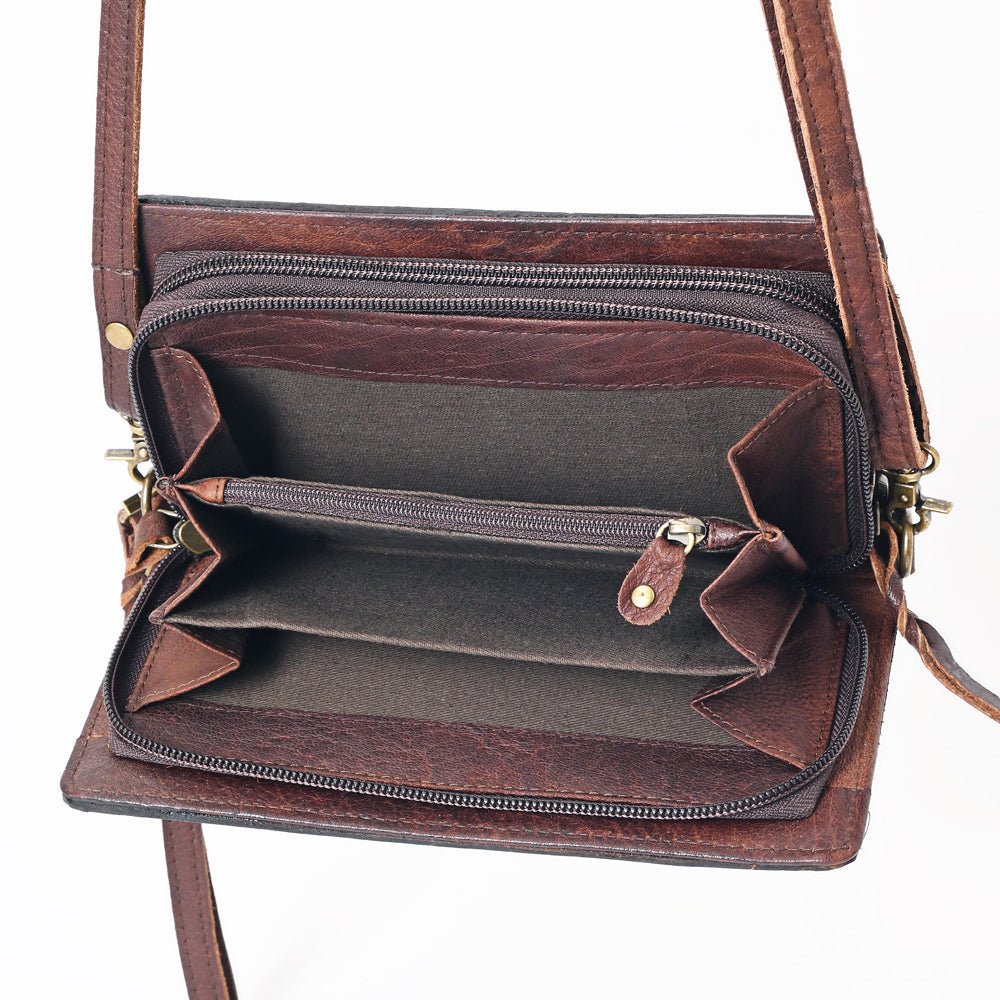 American Darling Organiser Hair-On Hand Tooled Genuine Leather Women Bag Western Handbag Purse
