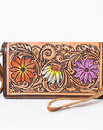 American Darling Organiser Hair-On Hand Tooled Genuine Leather Women Bag Western Handbag Purse