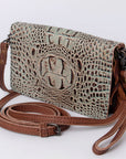 American Darling Organiser Bag Handcrafted from Crocodile Embossed Genuine Leather with YKK Zipper and Detachable Strap