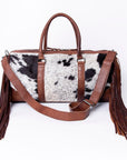 Cowhide Fringe Duffle Bag With Genuine Leather