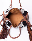 Cowhide Fringe Duffle Bag With Genuine Leather
