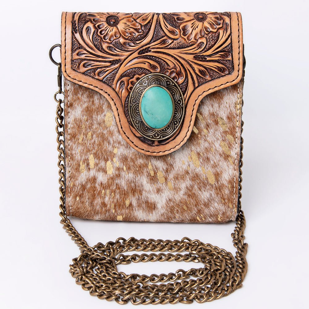 American Darling Hand Tooled Hair On Genuine Leather Women Bag Western Handbag Purse