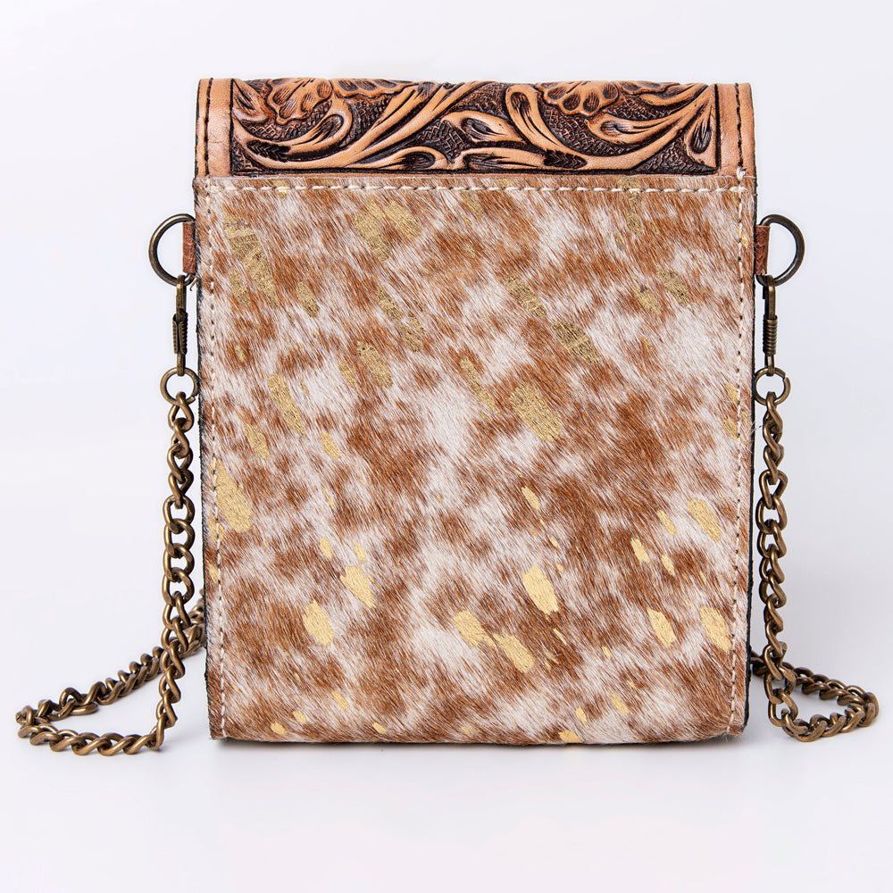 American Darling Hand Tooled Hair On Genuine Leather Women Bag Western Handbag Purse