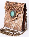 American Darling Hand Tooled Hair On Genuine Leather Women Bag Western Handbag Purse